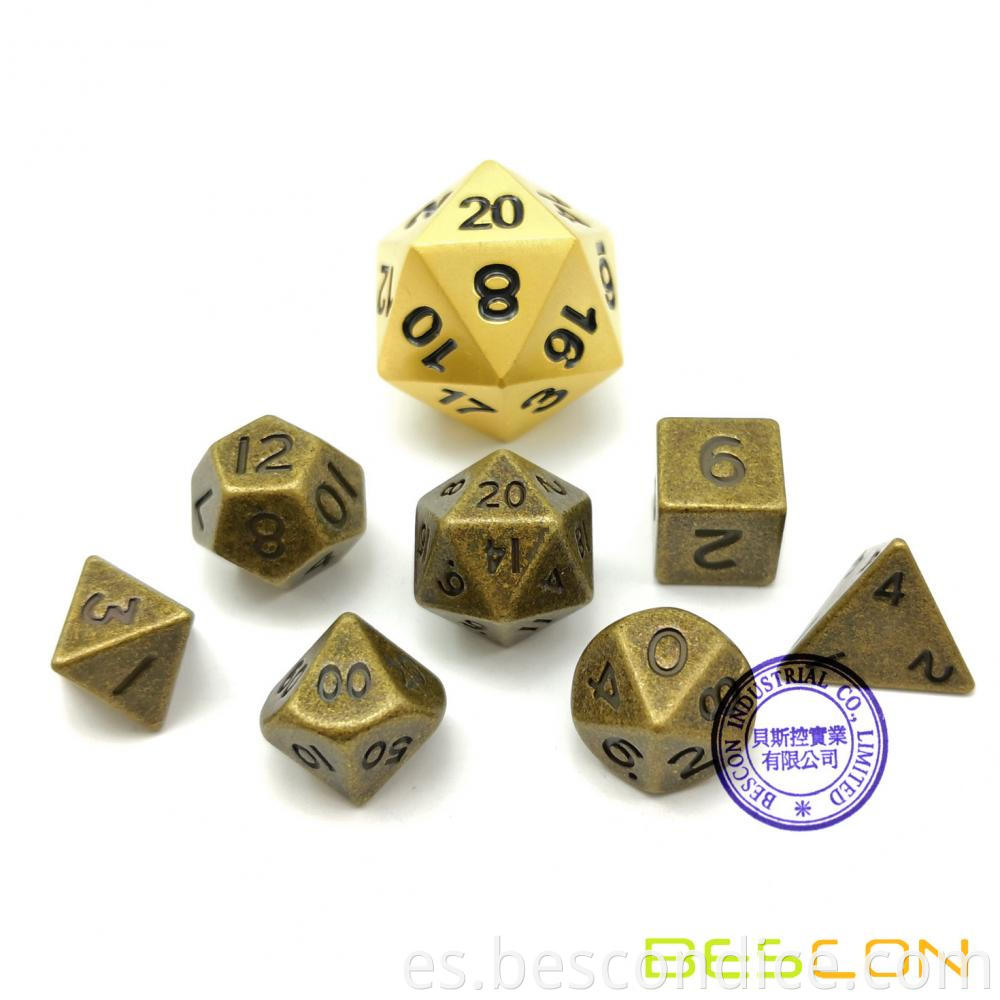 Small Metal Brass Dnd Dice Set 3